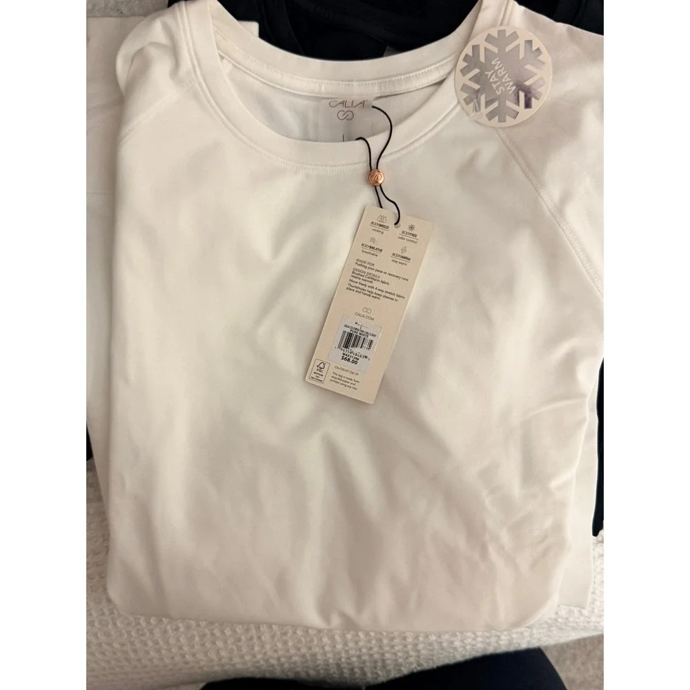 CALIA Cold Weather Long Sleeve Top Womens L Pure White Thumbhole NWT NEW - Picture 3 of 3